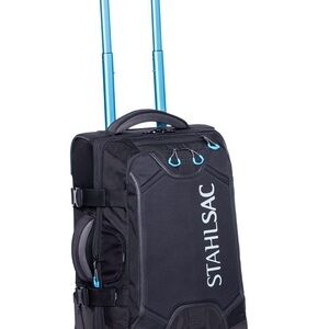 Black Rolling Duffel with Blue Accents